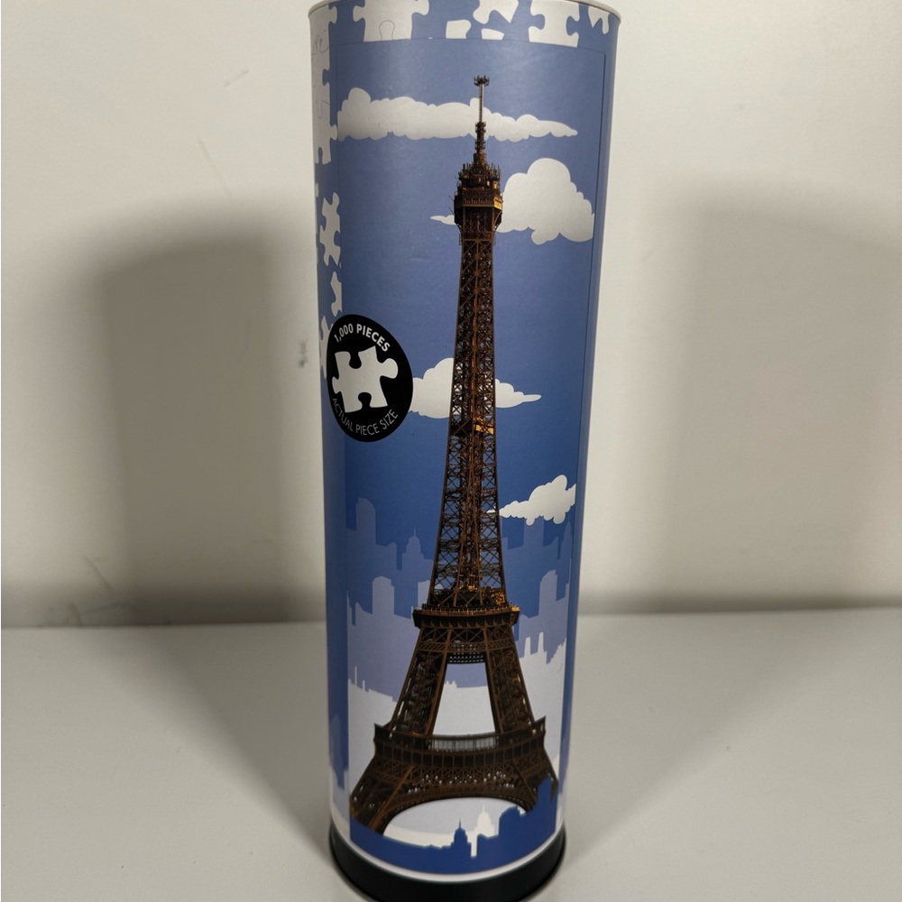 Eiffel Tower Puzzle in Blue Cylinder